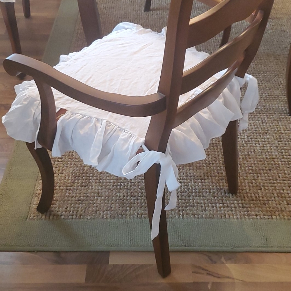 Chair Seat Covers with Ties - White